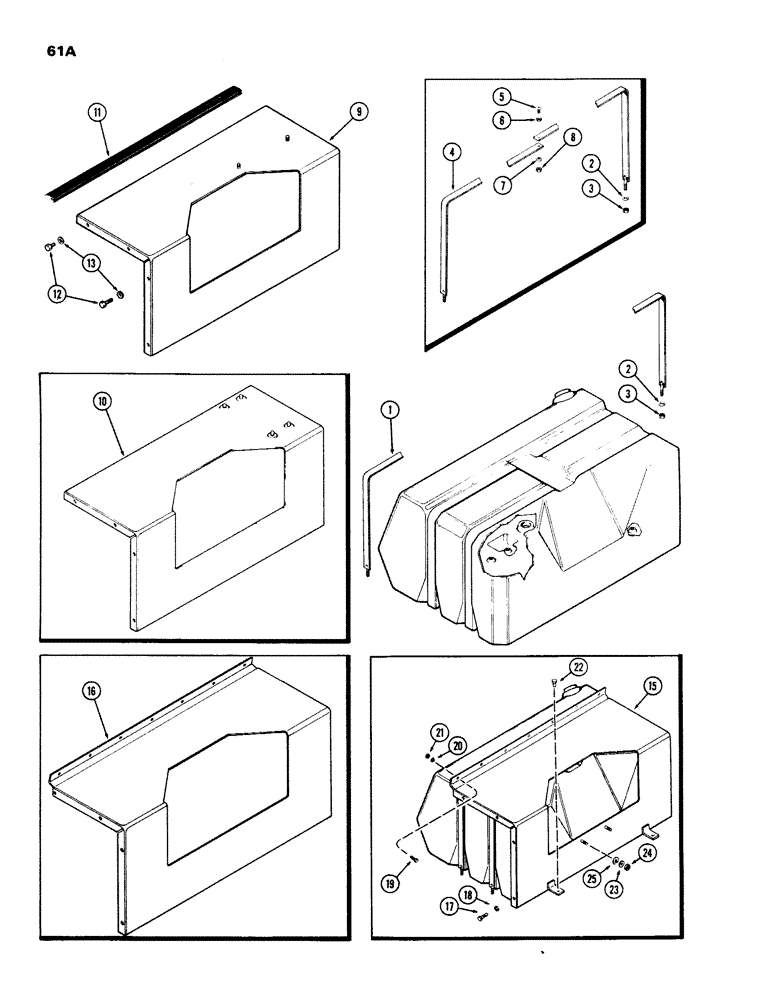 Схема запчастей Case IH 970 - (061A) - FUEL TANK SUPPORTS AND COVERS, (401B) DIESEL ENGINE (03) - FUEL SYSTEM