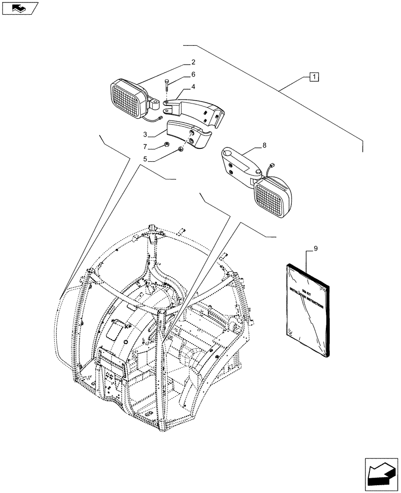 Схема запчастей Case IH PUMA 215 - (88.055.08) - DIA KIT - FRONT GRABRAIL WORKLIGHTS (88) - ACCESSORIES