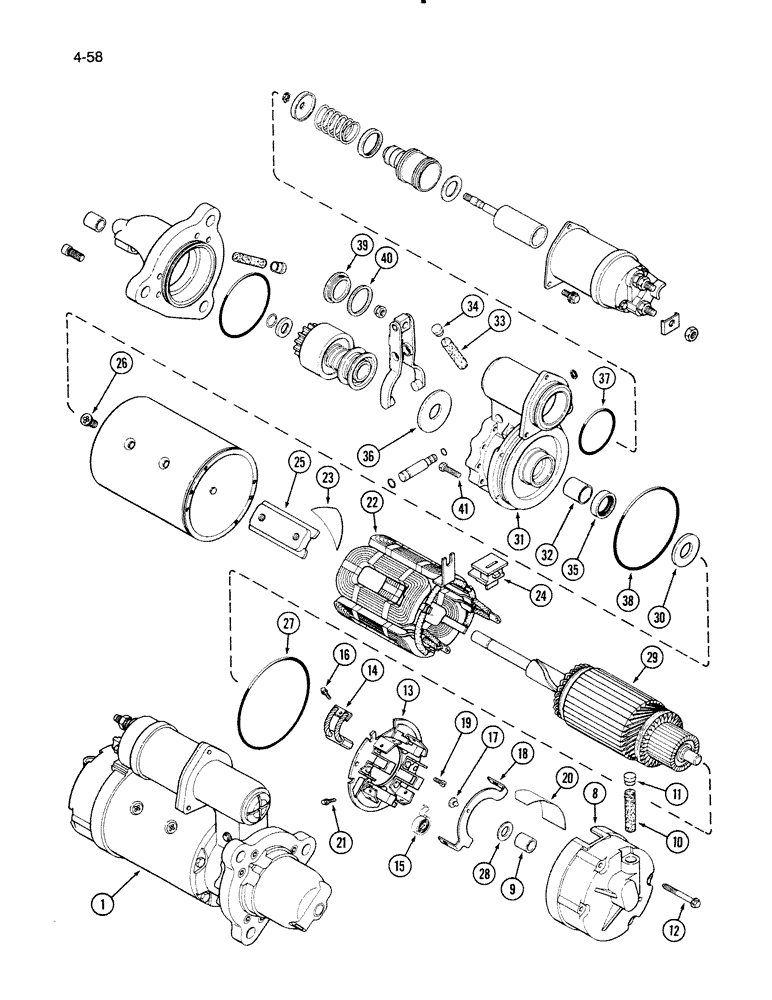 Схема запчастей Case IH 1670 - (4-58) - STARTER, HEAVY DUTY SEALED (06) - ELECTRICAL