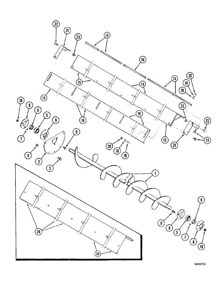 Схема запчастей Case IH 2166 - (9E-08) - GRAIN TANK, LOWER AUGERS (17) - GRAIN TANK & UNLOADER