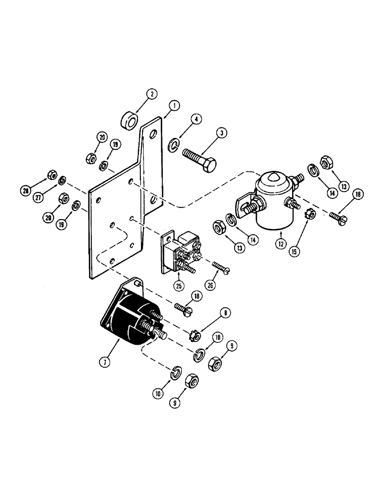 Схема запчастей Case IH 2870 - (094) - SOLENOIDS AND CIRCUIT BREAKER MOUNTING, USED PRIOR TO P.I.N. 8827735 (04) - ELECTRICAL SYSTEMS