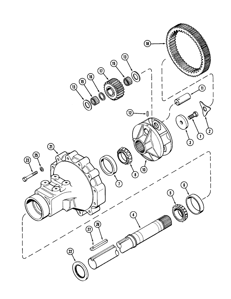 Схема запчастей Case IH 2094 - (6-206) - REAR AXLE, HOUSING AND PLANETARY GEARS, 96 INCH LONG (2438 MM) (06) - POWER TRAIN