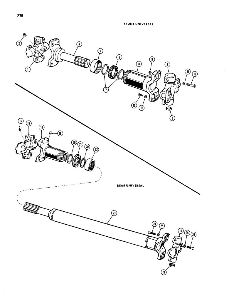 Схема запчастей Case IH 1200 - (078) - FRONT UNIVERSAL DRIVE SHAFT (06) - POWER TRAIN