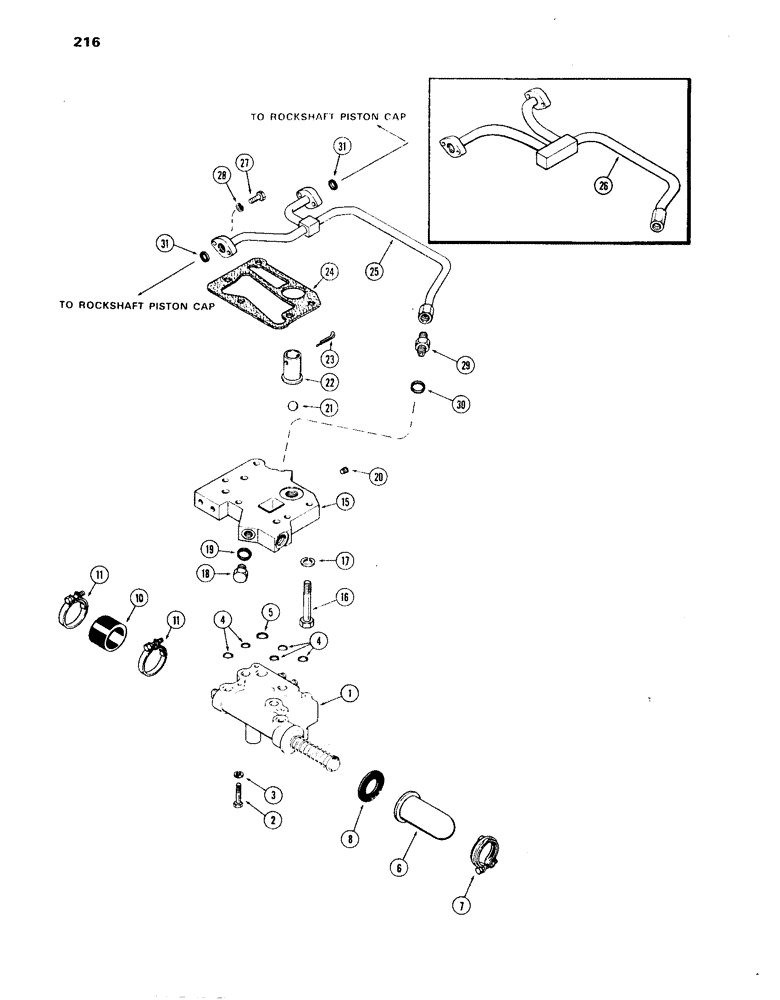 Схема запчастей Case IH 1270 - (216) - D.O.M. SYSTEM, DEPTH AND POSITION VALVE, MANIFOLD AND TUBES (08) - HYDRAULICS