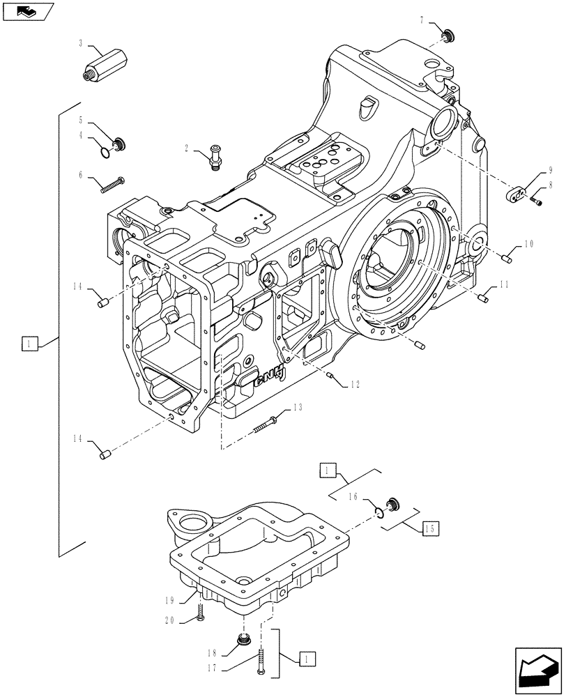 Схема запчастей Case IH PUMA 130 - (27.100.01[01]) - REAR AXLE HOUSING (27) - REAR AXLE SYSTEM