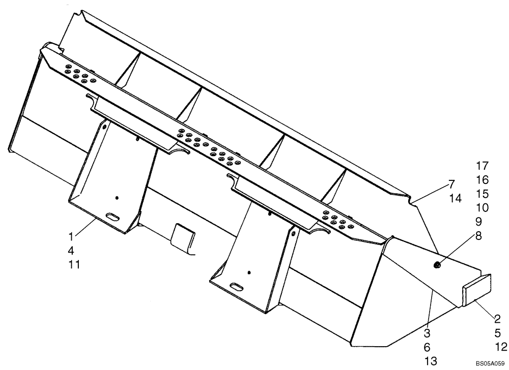 Схема запчастей Case IH 465 - (09-54) - BUCKETS, LOADER - 2134 MM (84 IN) WIDE BUCKET (09) - CHASSIS