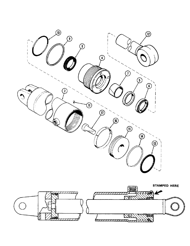 Схема запчастей Case IH 2470 - (234) - 3 POINT HITCH,G33943 3 POINT HITCH CYL. ASSY.,4" DIA. CYL. W/9-27/32" STROKE,GLAND W/ CENTER BEARING (09) - CHASSIS/ATTACHMENTS