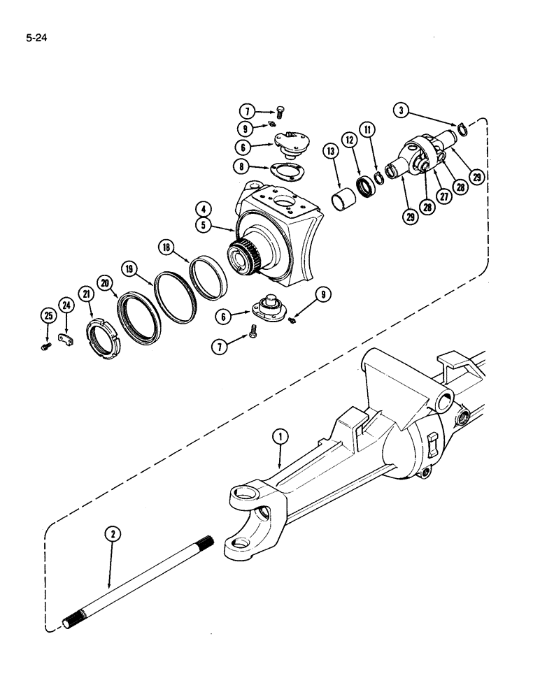 Схема запчастей Case IH 3394 - (5-24) - FRONT AXLE STEERING KNUCKLE AND SHAFT (05) - STEERING