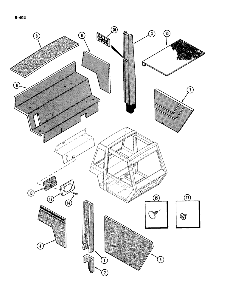 Схема запчастей Case IH 4994 - (9-402) - CAB, ACOUSTICAL COVERS (09) - CHASSIS/ATTACHMENTS