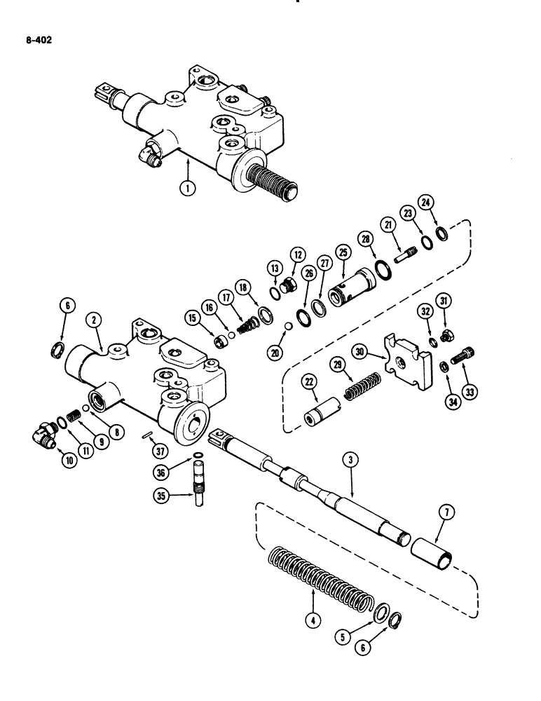 Схема запчастей Case IH 2294 - (8-402) - DEPTH AND POSITION CONTROL VALVE (08) - HYDRAULICS