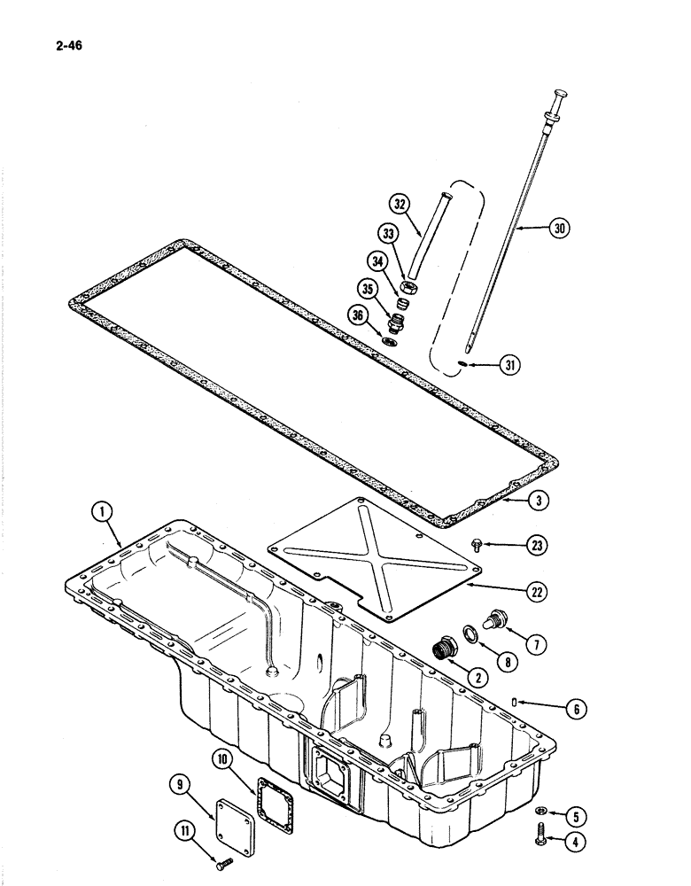 Схема запчастей Case IH 4894 - (2-46) - OIL PAN AND DIPSTICK 674 CUBIC INCH DIESEL ENGINE (02) - ENGINE