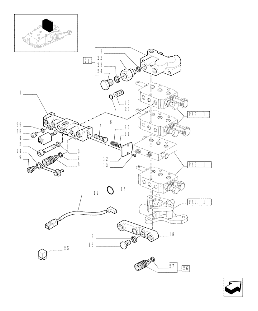 Схема запчастей Case IH JX1095N - (1.82.7/09[03]) - (VAR.088) 3 REAR REMOTE VALVES - QUICK COUPLINGS - C5484 (07) - HYDRAULIC SYSTEM