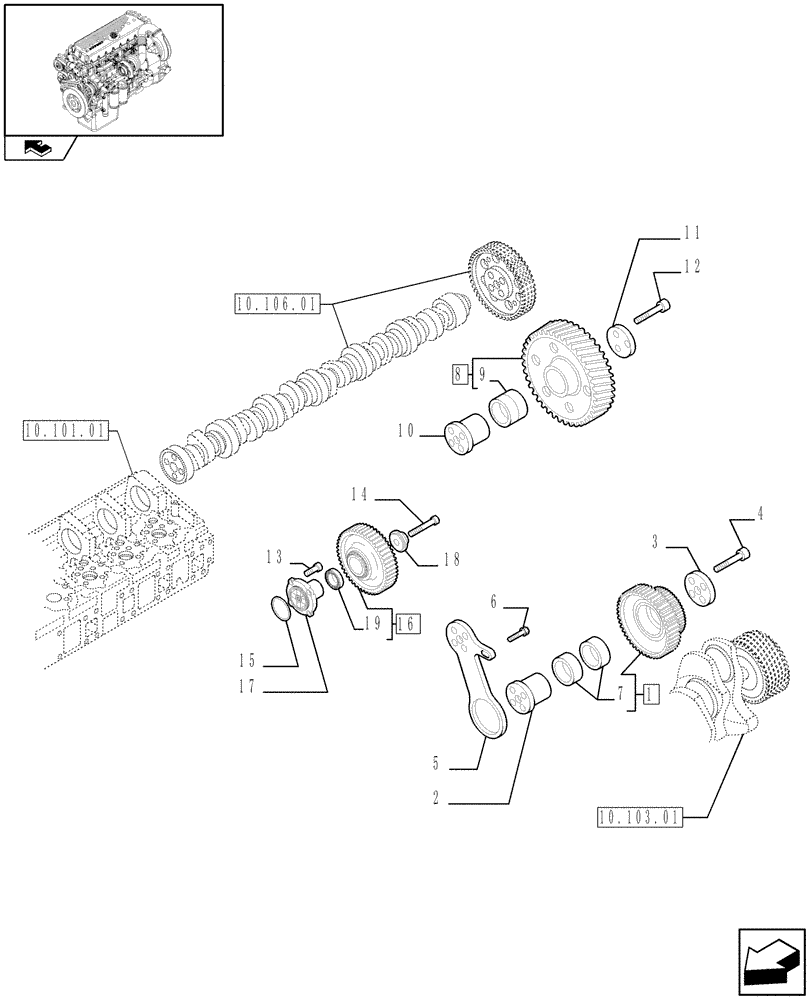 Схема запчастей Case IH F3CE0684F E001 - (10.106.05) - INTERMEDIATE CONTROLS (504227729) (01) - ENGINE