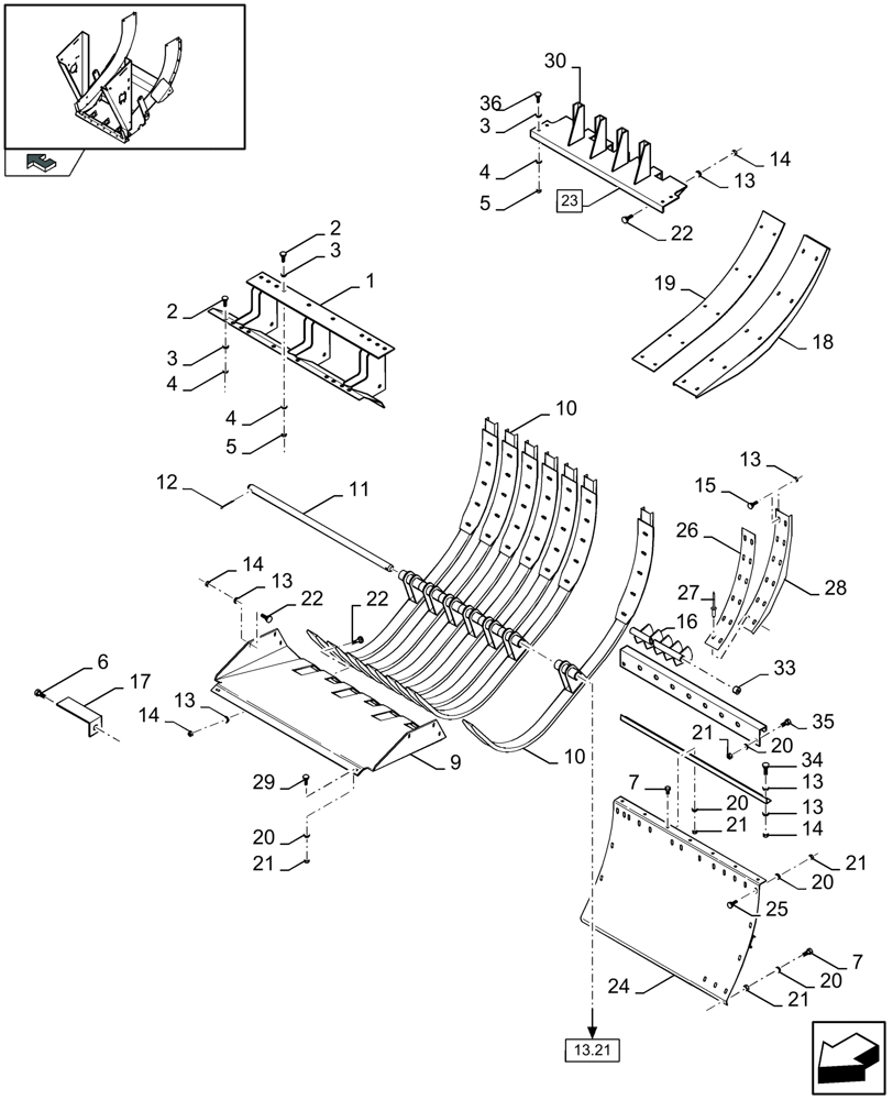 Схема запчастей Case IH LBX332P - (13.22[01]) - FEED CHAMBER (13) - FEEDER