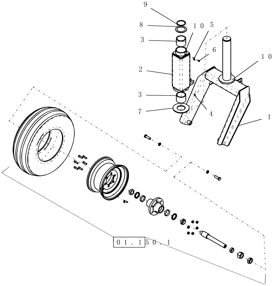 Схема запчастей Case IH ATX700 - (01.340.1) - CASTER, SINGLE (12) - FRAME