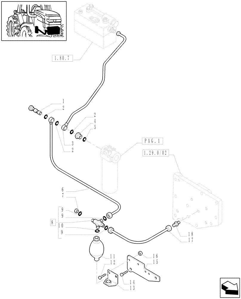 Схема запчастей Case IH MAXXUM 100 - (1.29.6/06[02]) - 63 L/MIN FIXED DISPLACEMENT PUMP FOR MDC AND 16X16 - GEARBOX CONTROL PIPES (03) - TRANSMISSION