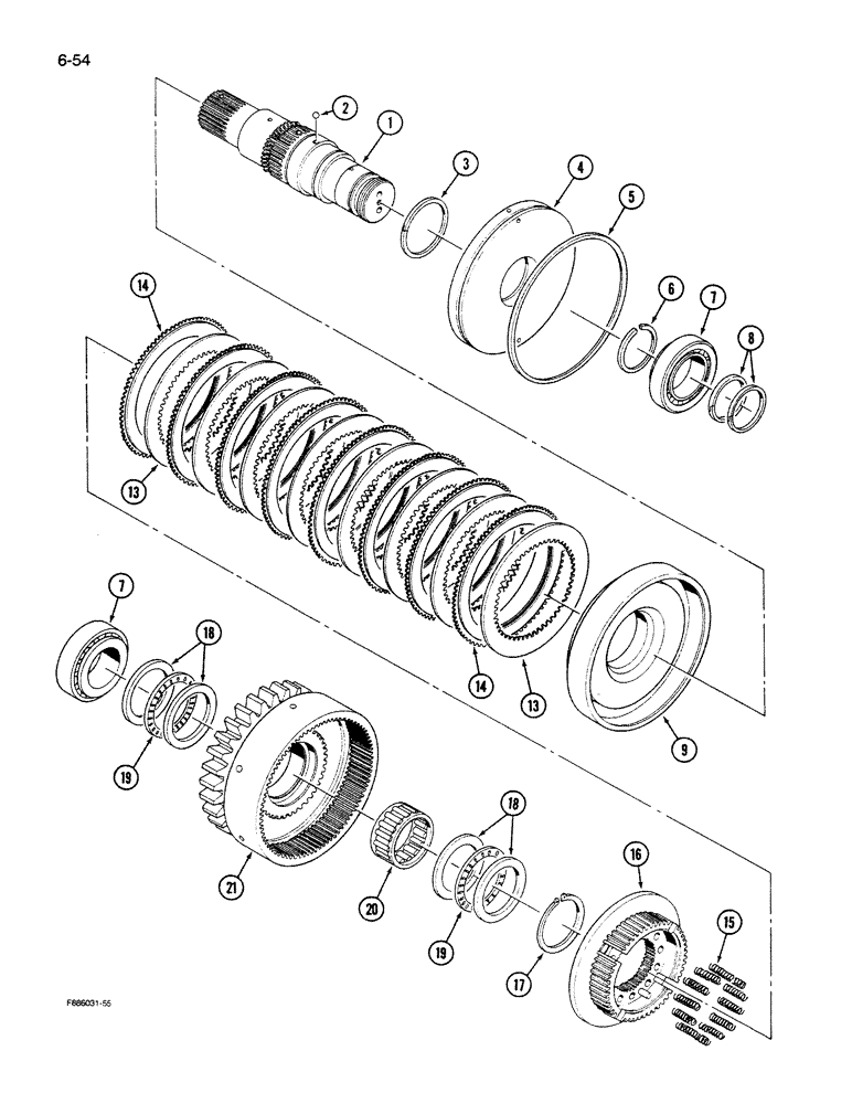 Схема запчастей Case IH 9280 - (6-54) - PTO ASSEMBLY, CLUTCH PACK (06) - POWER TRAIN