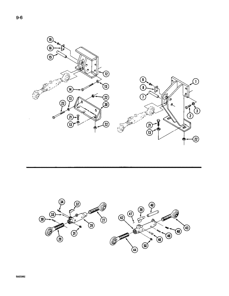 Схема запчастей Case IH 9240 - (9-006) - HITCH UPPER LINK MOUNT, MOUNTING, WITHOUT PTO (09) - CHASSIS/ATTACHMENTS