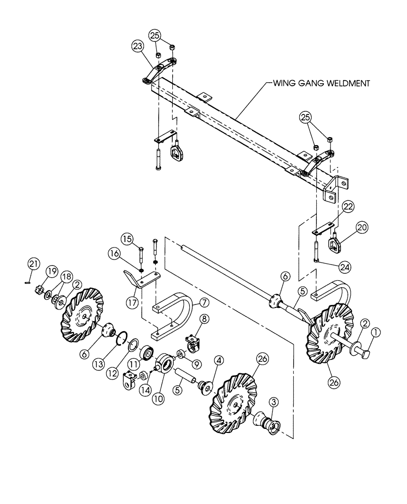 Схема запчастей Case IH 330 TRUE-TANDEM - (75.200.09) - 7-1/2 INCH CUSHION WING GANG PARTS - SERIAL NUMBER JFH0043970 AND AFTER (75) - SOIL PREPARATION