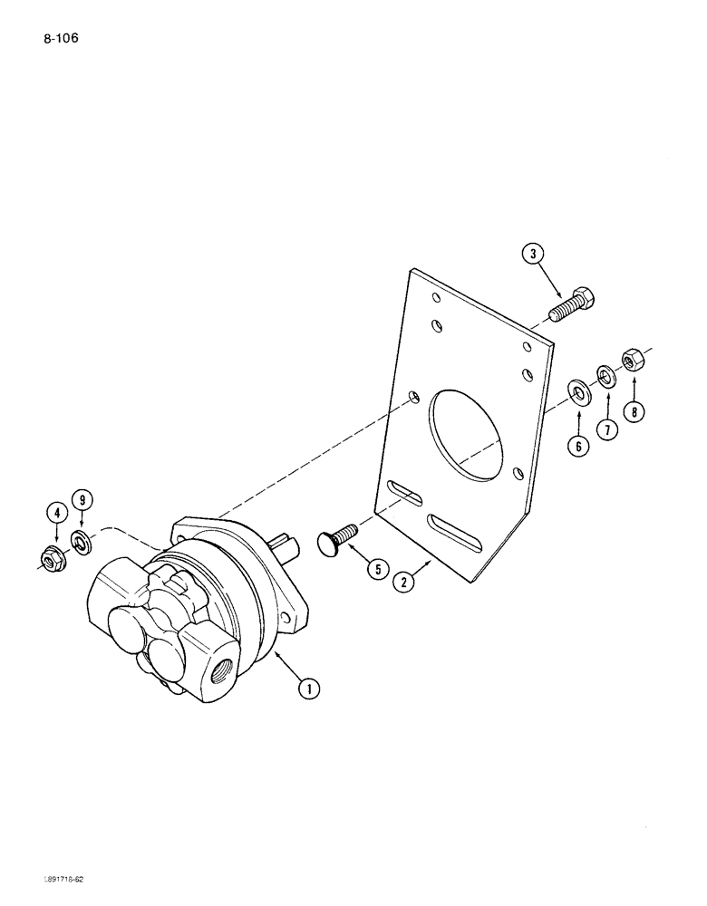 Схема запчастей Case IH 1680 - (8-106) - HYDRAULIC REEL DRIVE PUMP AND MOUNTING, PRIOR TO P.I.N. JJC0117060 (07) - HYDRAULICS