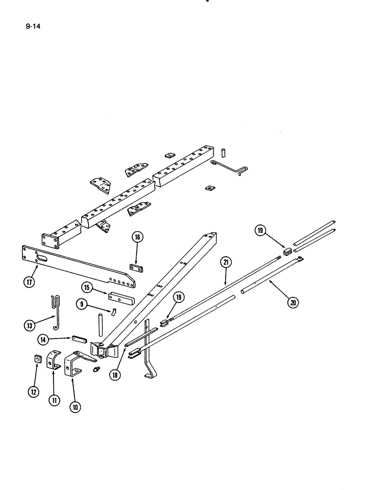 Схема запчастей Case IH 720 - (9-14) - MAIN FRAME, FIVE AND SIX FURROW, ON THE LAND, CONTINUED (09) - CHASSIS/ATTACHMENTS