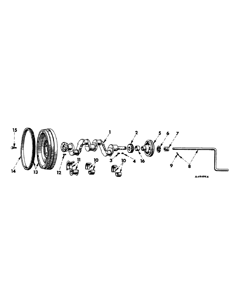 Схема запчастей Case IH 2504 - (021) - CARBURETED ENGINE, CRANKSHAFT, FLYWHEEL AND BEARINGS (01) - ENGINE