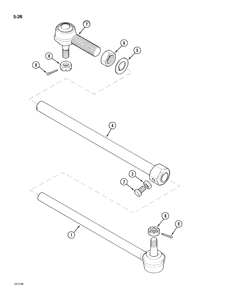 Схема запчастей Case IH 395 - (5-026) - TIE RODS, ADJUSTABLE STRAIGHT FRONT AXLE (05) - STEERING