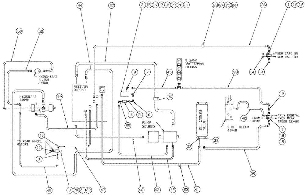 Схема запчастей Case IH SPX2130 - (06-006) - MANIFOLD SUPPLY/RET. & BRAKE VALVE Hydraulic Plumbing