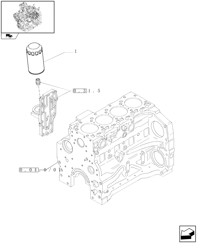 Схема запчастей Case IH FARMALL 95N - (0.30.2/01) - OIL FILTERS - ENGINE (01) - ENGINE