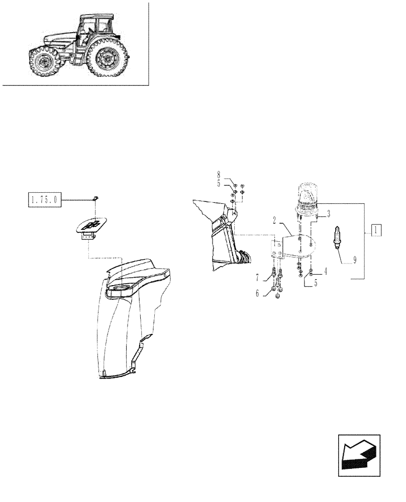 Схема запчастей Case IH JX90 - (1.92.0[26]) - ROTATING LIGHT (10) - OPERATORS PLATFORM/CAB