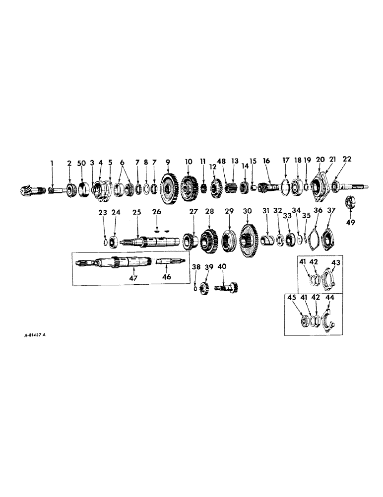 Схема запчастей Case IH 2424 - (087) - REAR FRAME AND DRIVING MECHANISMS, TRANSMISSION GEARS AND SHAFTS Rear Frame & Driving Mechanisms