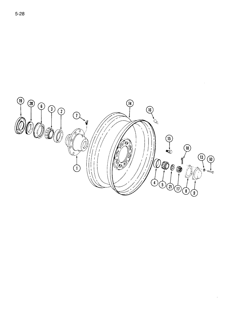 Схема запчастей Case IH 1822 - (5-28) - REAR STEER WHEEL AND HUB, 1822 COTTON PICKER (04) - STEERING