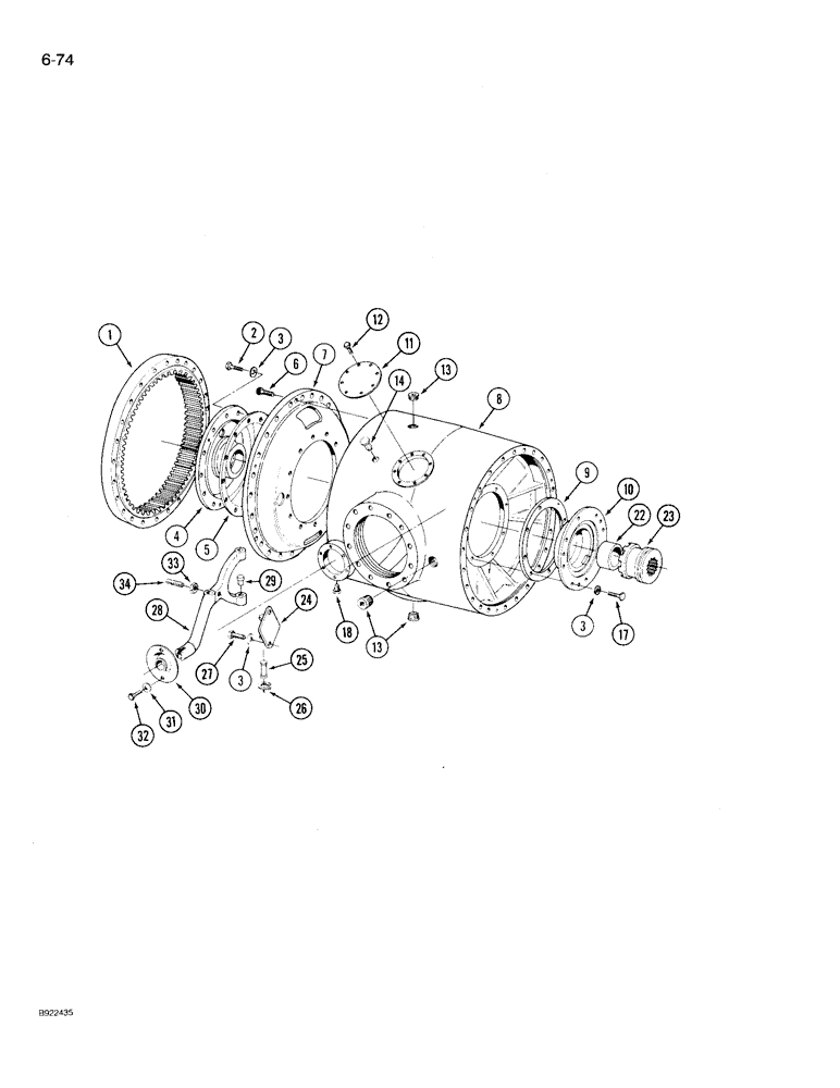 Схема запчастей Case IH 9230 - (6-074) - AXLE ASSEMBLY, DIFFERENTIAL HOUSING, K593 BAR AXLE (CONTD) (06) - POWER TRAIN