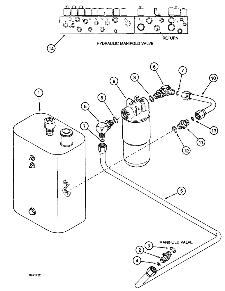 Схема запчастей Case IH 2055 - (8-70) - HYDRAULIC RETURN SYSTEM TO RESERVOIR (07) - HYDRAULICS