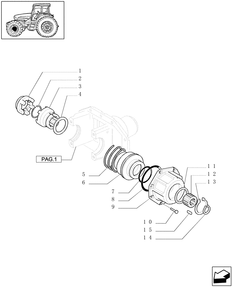 Схема запчастей Case IH JX1080U - (1.40. 6/03[03]) - (VAR.325) ELECTROHYD. FRONT DIFFENTIAL LOCK 40 KM/H, BRAKES AND MUDGUARDS - SLEEVES (04) - FRONT AXLE & STEERING