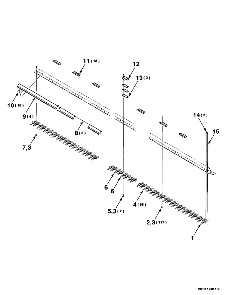 Схема запчастей Case IH 425 - (5-20) - GUARD ASSEMBLY, 30 FOOT (58) - ATTACHMENTS/HEADERS