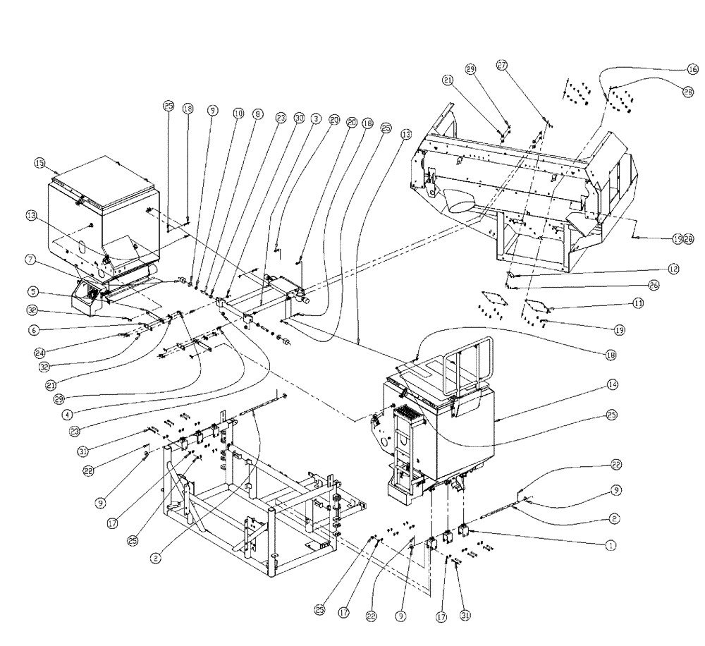 Схема запчастей Case IH 438 - (06-001) - BIN MOUNT, GROUP, DOUBLE BIN, 50 Bin Group