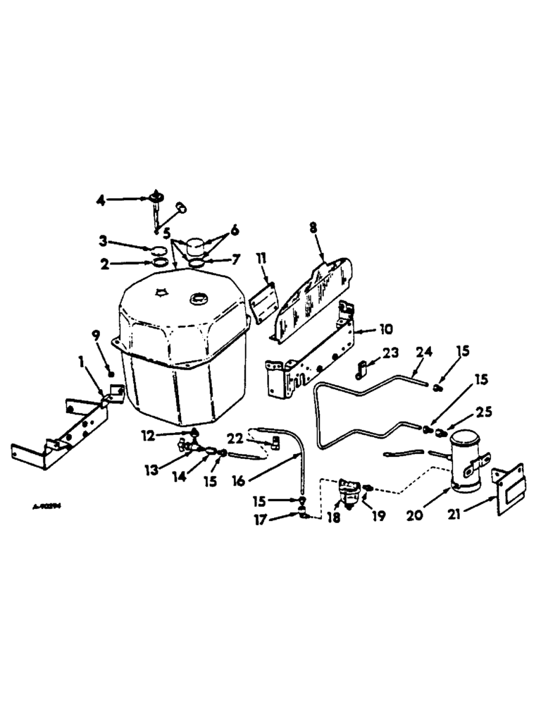 Схема запчастей Case IH 444 - (E-05) - FUEL SYSTEM, FUEL TANK, SUPPORTS AND PIPING, GASOLINE ENGINE TRACTORS (02) - FUEL SYSTEM