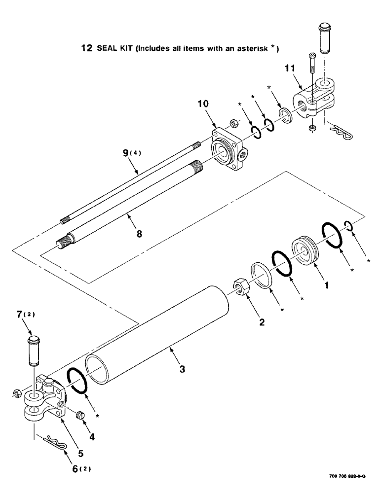 Схема запчастей Case IH 8315 - (8-12) - HYDRAULIC CYLINDER ASSEMBLY, 700706828 HYDRAULIC CYLINDER COMPLETE, 3" BORE X 16" STROKE (08) - HYDRAULICS