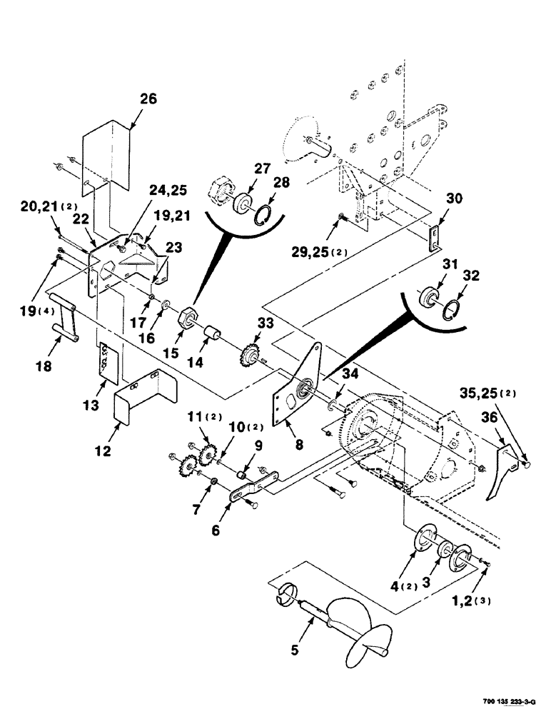 Схема запчастей Case IH RS451 - (2-28) - STUFFER, AUGER AND DRIVE ASSEMBLIES, RIGHT Driveline