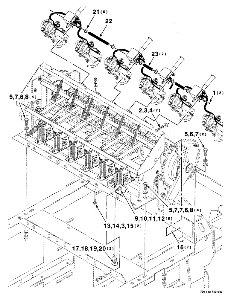 Схема запчастей Case IH 8580 - (06-38) - KNOTTER LUBE ASSEMBLY, CENTRALIZED, INCLUDES PAGES 6-38 THRU 6-44 (14) - BALE CHAMBER