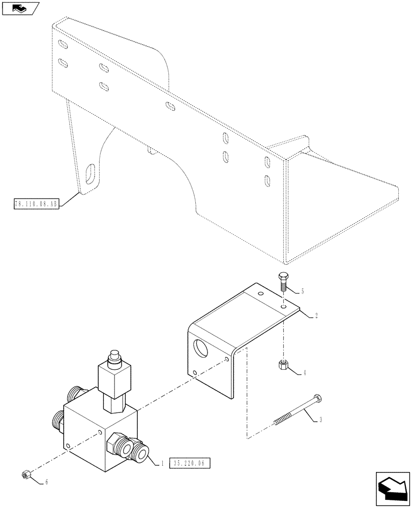 Схема запчастей Case IH 610 - (35.220.05) - PRODUCT PUMP CONTROL VALVE MOUNTING (35) - HYDRAULIC SYSTEMS