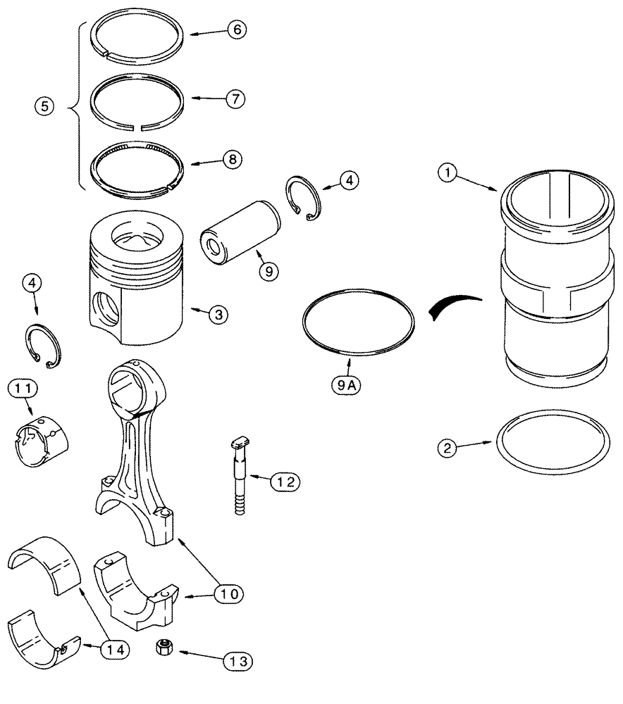 Схема запчастей Case IH 2555 - (02-23) - PISTONS CONNECTING RODS (01) - ENGINE