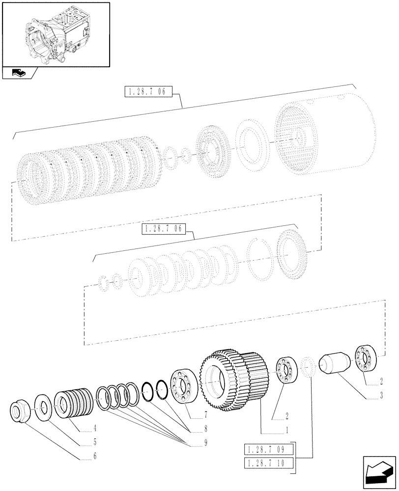 Схема запчастей Case IH PUMA 165 - (1.28.7[07]) - SPEED GEARS AND CLUTCHES - GEARS (03) - TRANSMISSION