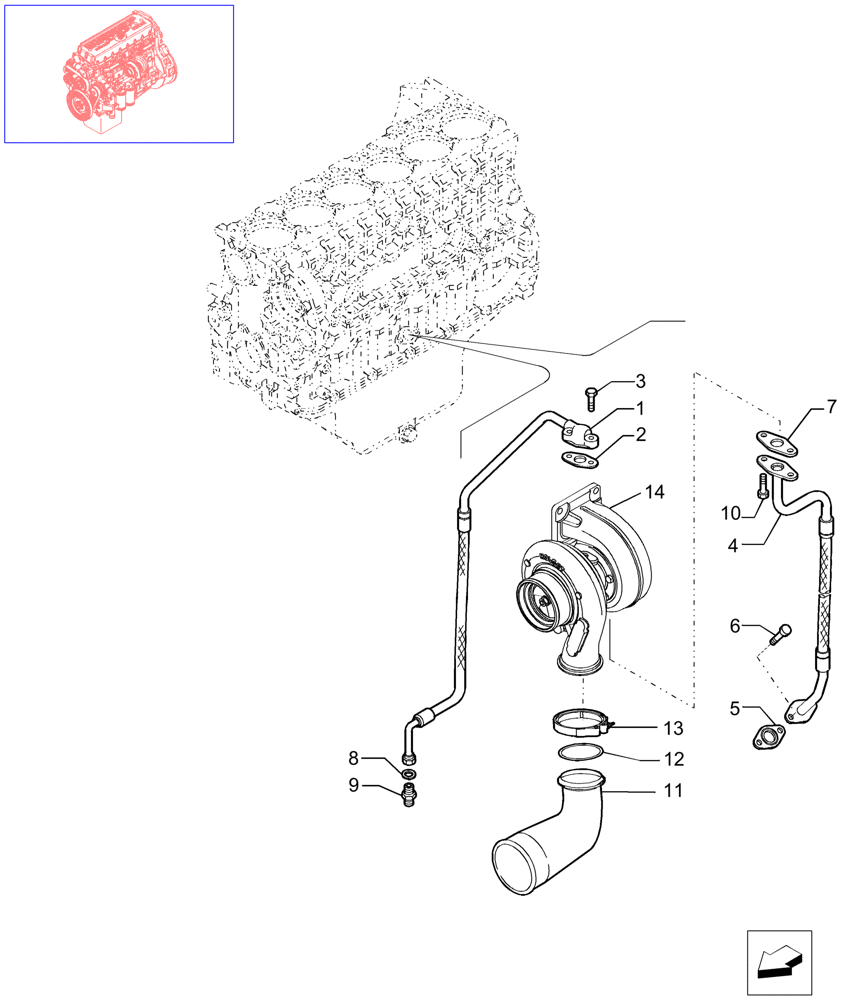 Схема запчастей Case IH STEIGER 485 - (02-52) - TURBOCHARGER PIPES, STEIGER 485 (02) - ENGINE