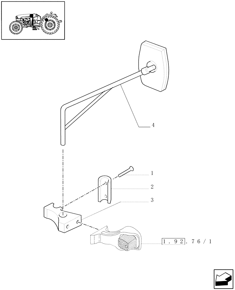 Схема запчастей Case IH JX1075C - (1.92.872) - (VAR.878-878/1) REAR VIEW MIRROR (10) - OPERATORS PLATFORM/CAB