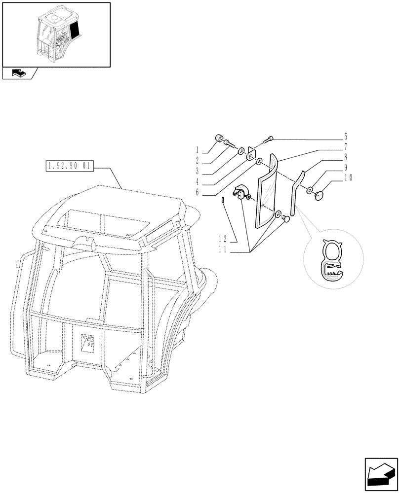 Схема запчастей Case IH FARMALL 60 - (1.92.92[03]) - CAB SIDE GLASS (10) - OPERATORS PLATFORM/CAB