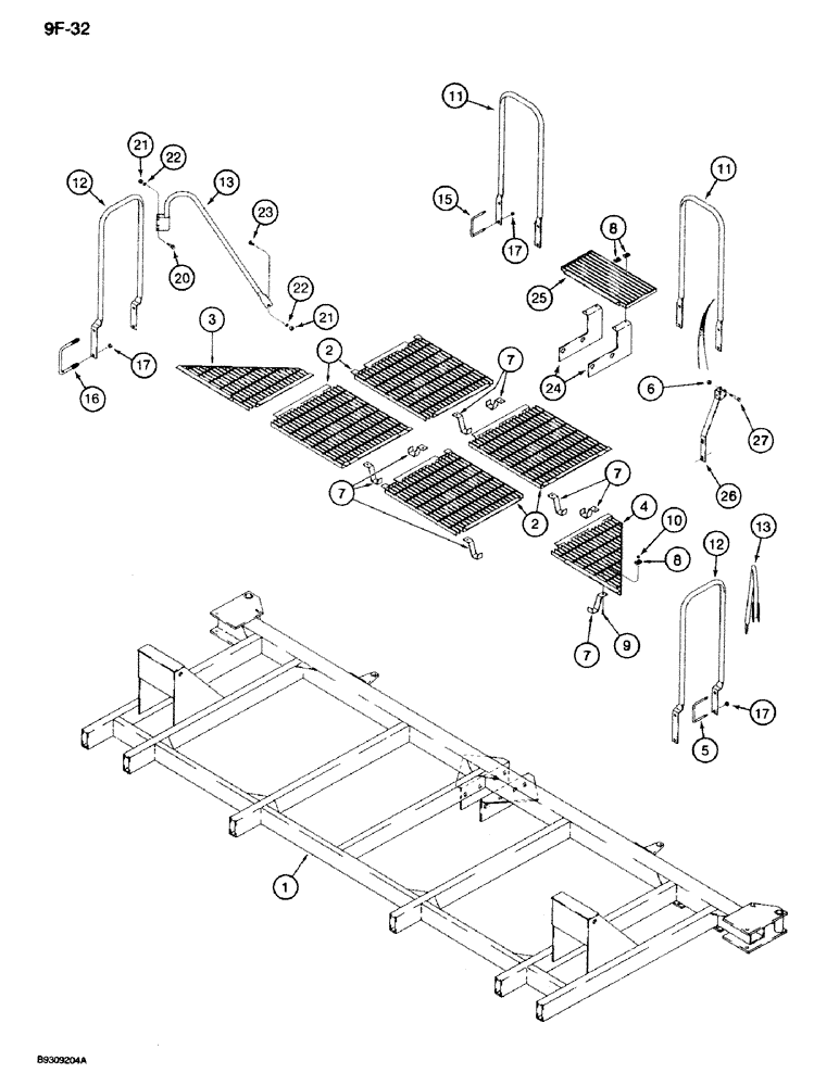 Схема запчастей Case IH 950 - (9F-32) - WALKWAY, 12 ROW NARROW, VERTICAL FOLD (09) - CHASSIS/ATTACHMENTS