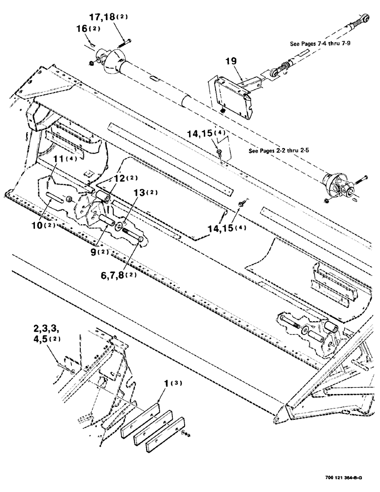 Схема запчастей Case IH 8830 - (7-02) - HEADER SUPPORT PIVOT AND BAR WEIGHT ASSEMBLIES (09) - CHASSIS