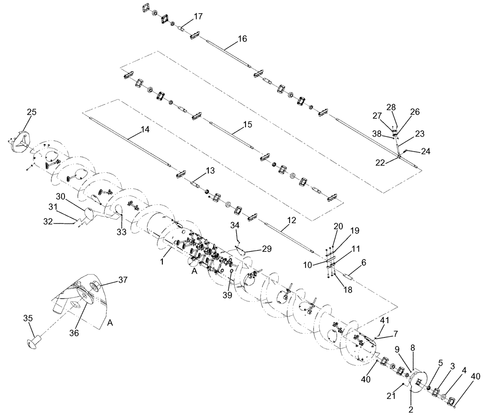 Схема запчастей Case IH 1010 - (09C-17) - AUGER ASSEMBLY - FULL FINGERED ASN CBJ0330001 (09) - CHASSIS/ATTACHMENTS